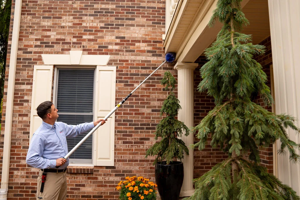 man working on backyard